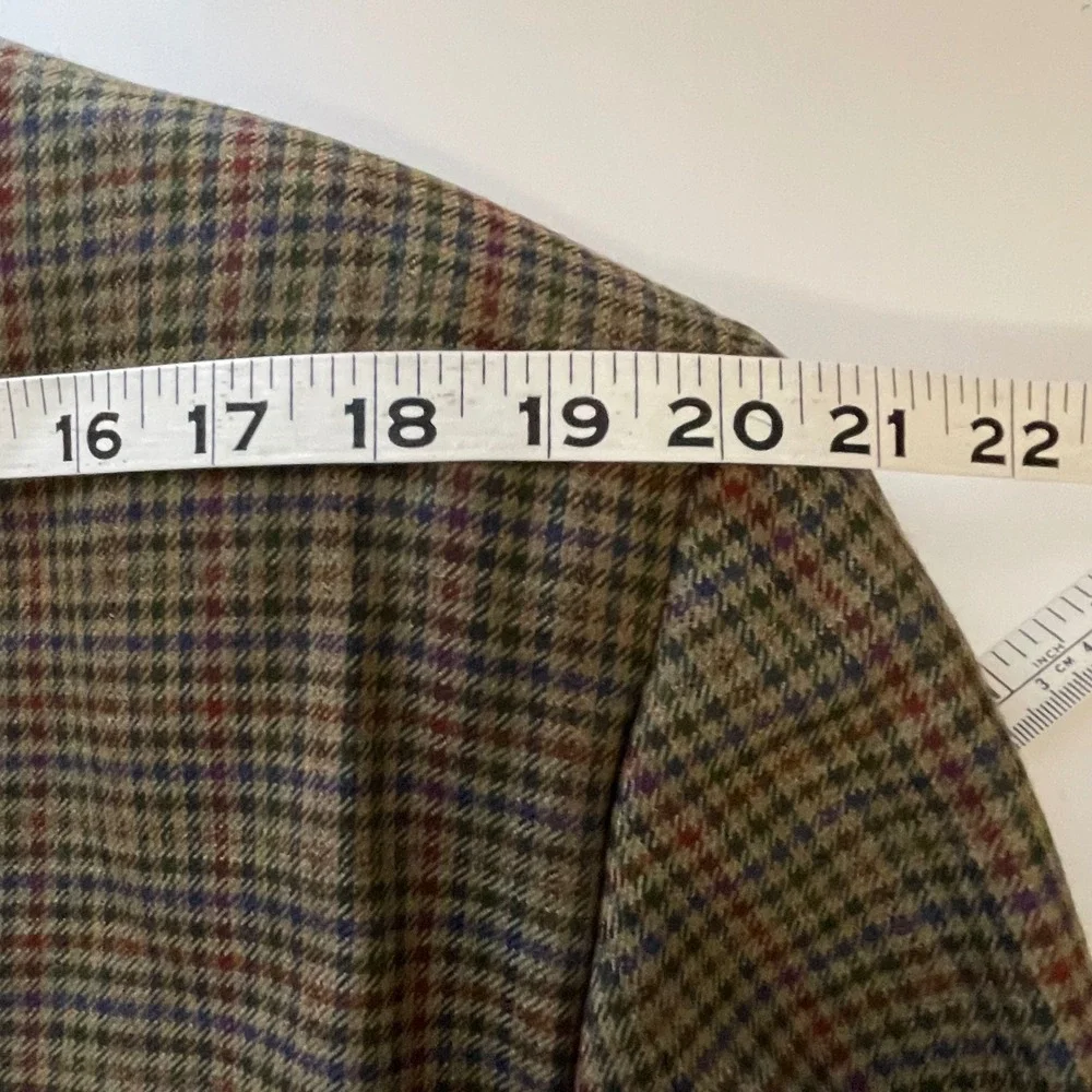 Jos A Bank 44R Sport Coat Blazer 100% Wool‎ Brown Multi Guncheck Plaid 2-Button